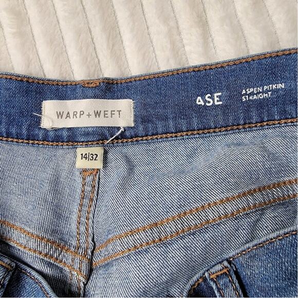 Warp Weft ASE Aspen Pitkin Straight Jeans Women 14/32 Light Wash Denim Eco - Picture 9 of 11